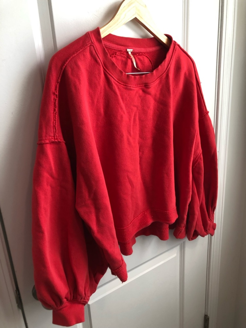 FREE PEOPLE TRISH SWEATSHIRT Red Crewneck Oversized XS